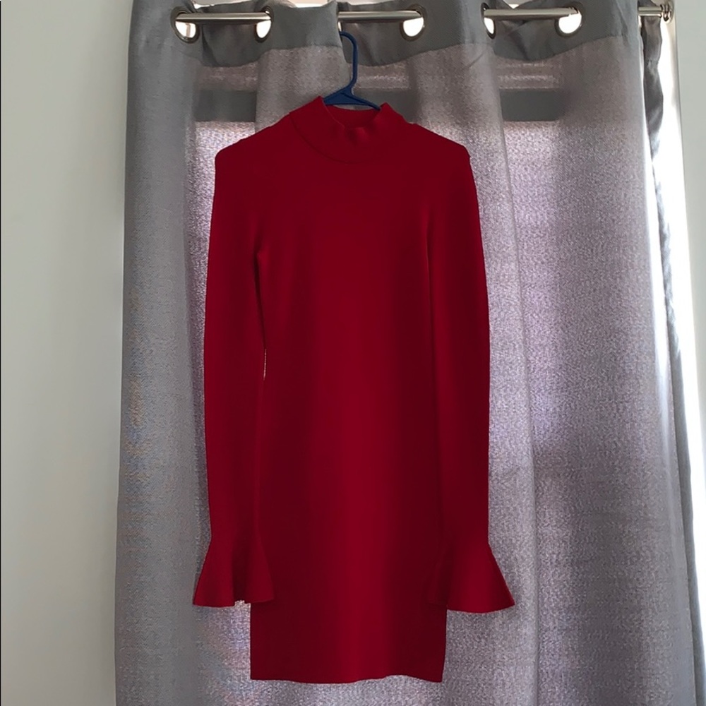 bodycon dress with bell sleeves